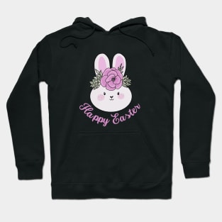 Happy Easter cute easter bunny with a pink flower crown Hoodie